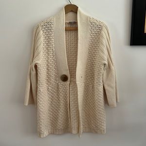 J Jill Cream Chunky 3/4 Sleeve Sweater